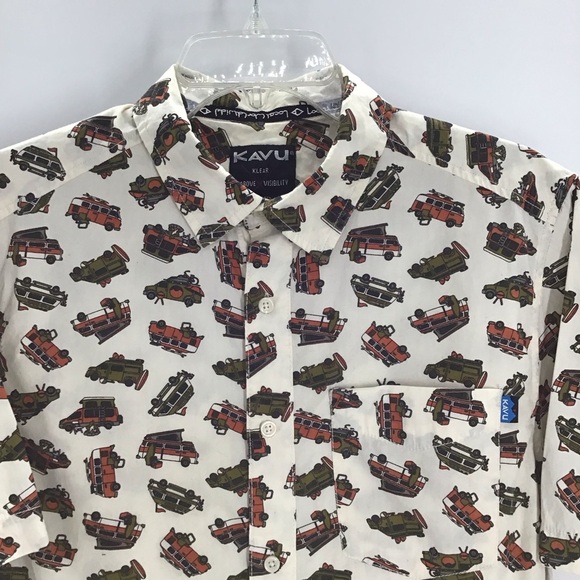 KAVU Dream Van Urban Outfitters Button-UP Short Sleeve Shirt Size Medium - Picture 8 of 8